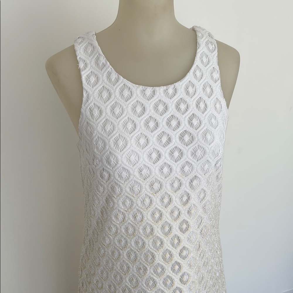 Lily Pulitzer White Lace Lined Dress Gold Detailing Women's Size Small - Picture 3 of 10